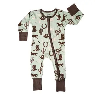 Giddy UP Bamboo Baby Convertible Footie Romper - Broken horn