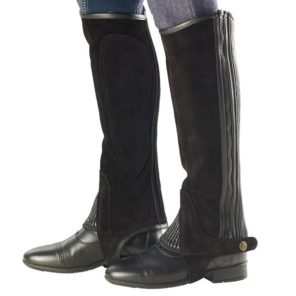 Ribbed Suede Half Chap Ladies Ovation - Black - Broken horn