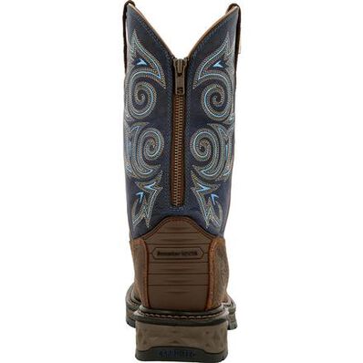 Georgia Boot Carbo Tec. Waterproof Pull on Boot. Brown/Navy - Broken horn