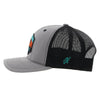Hooey Punchy Grey/Black Trucker Cap - Broken horn