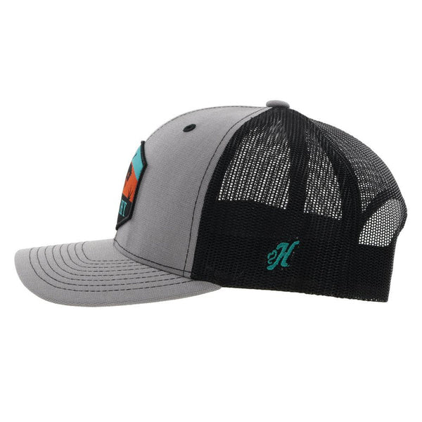 Hooey Punchy Grey/Black Trucker Cap - Broken horn