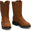 Justin Conductor Work Boot Round Toe - Brown - Broken horn
