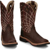 Justin Derrickman 12" Waterproof Brown Ostrich Print Work Boot - Broken horn