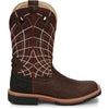 Justin Derrickman 12" Waterproof Brown Ostrich Print Work Boot - Broken horn