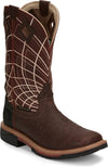 Justin Derrickman 12" Waterproof Brown Ostrich Print Work Boot - Broken horn