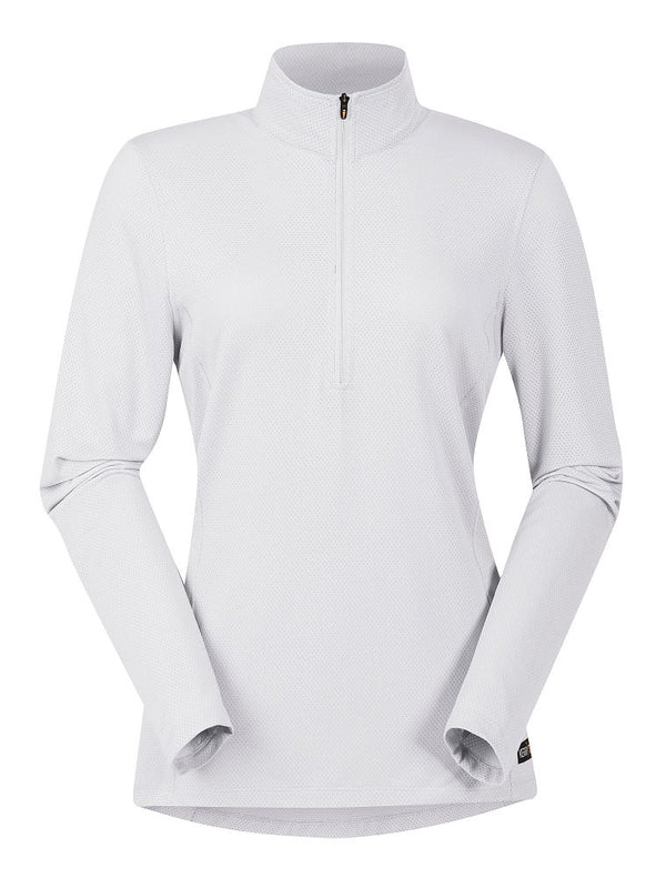 KERRITS Ice Fil long sleeve riding shirt for equestrian, lightweight and moisture-wicking fabric, white with subtle branding.