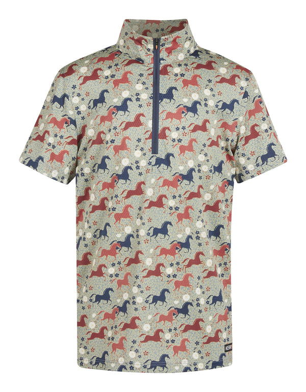 Kids Aire Ice Fil Short Sleeve Shirt Print - Seaglass - Broken horn