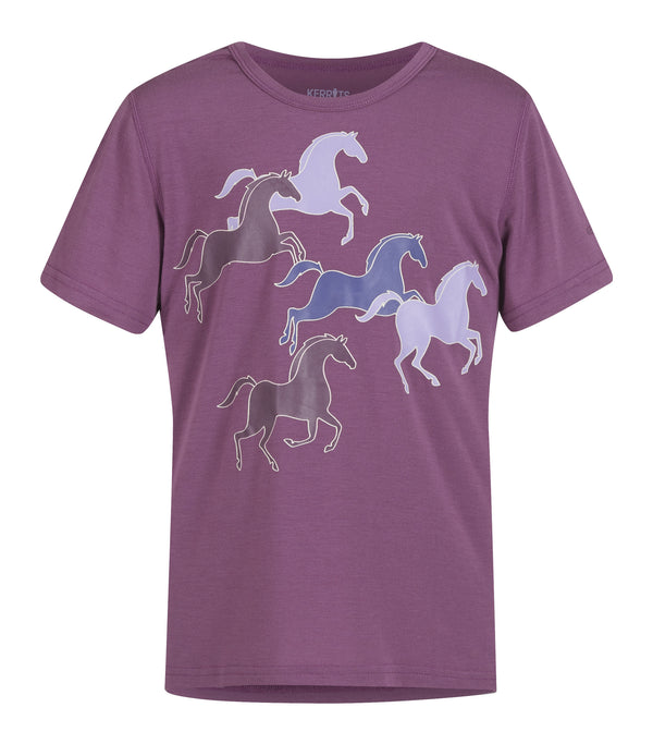 Kids Playfull Ponies Tee- Magenta - Broken horn