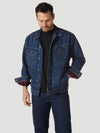 Wrangler Mens Rugged Wear Flannel Lined Denim Jacket - Antique Navy - Broken horn