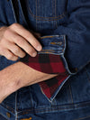 Wrangler Mens Rugged Wear Flannel Lined Denim Jacket - Antique Navy - Broken horn