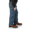 KONTOOR Wrangler Cowboy Cut Boys Jeans in subtle worn wash, classic denim style with belt loops and front pockets.