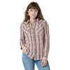 Wrangler Women's Retro Plaid Western Snap - Pink Mauve - Broken horn
