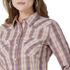 Wrangler Women's Retro Plaid Western Snap - Pink Mauve - Broken horn