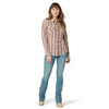 Wrangler Women's Retro Plaid Western Snap - Pink Mauve - Broken horn