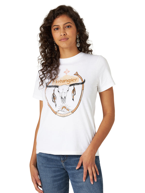 Wrangler Retro Graphic Tee - Steer Head Sunrise - Broken horn