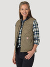 Wrangler Womens Riggs Tought Layers Quilted Work Vest - Bark - Broken horn