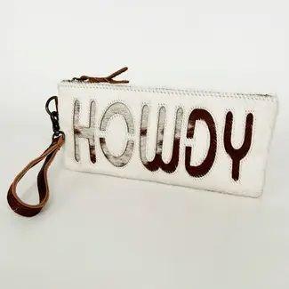 Cowhide Genuine Leather Howdy Purse - Broken horn