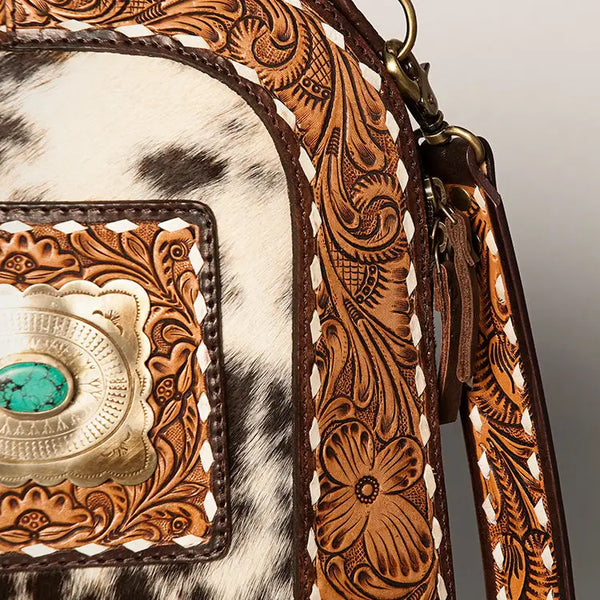 Crossbody Backpack Leather Bag - Broken horn