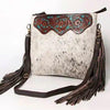 Crossbody Hand Tooled and Upcycled Canvas Purse - Broken horn