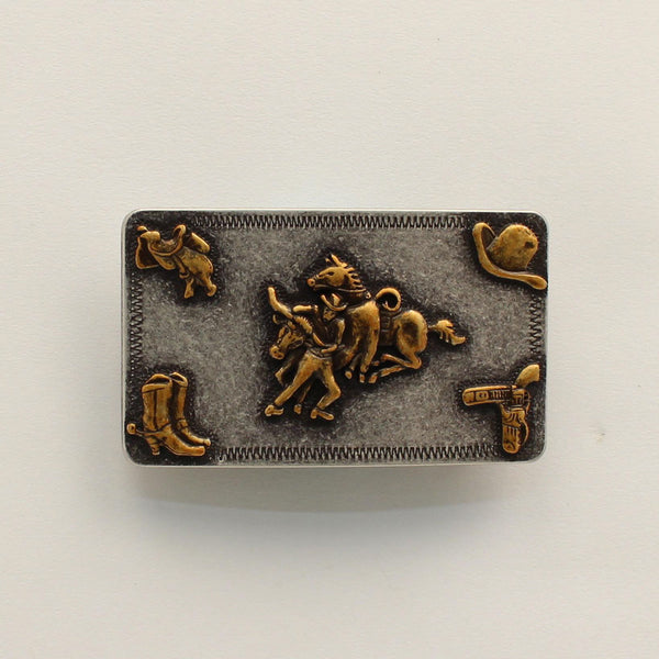 Nocona Men's Rectangle Smooth Edge Steer Wrestling - Broken horn