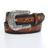 Angel Ranch Ladies Belt Hand Tooled Floral - Broken horn