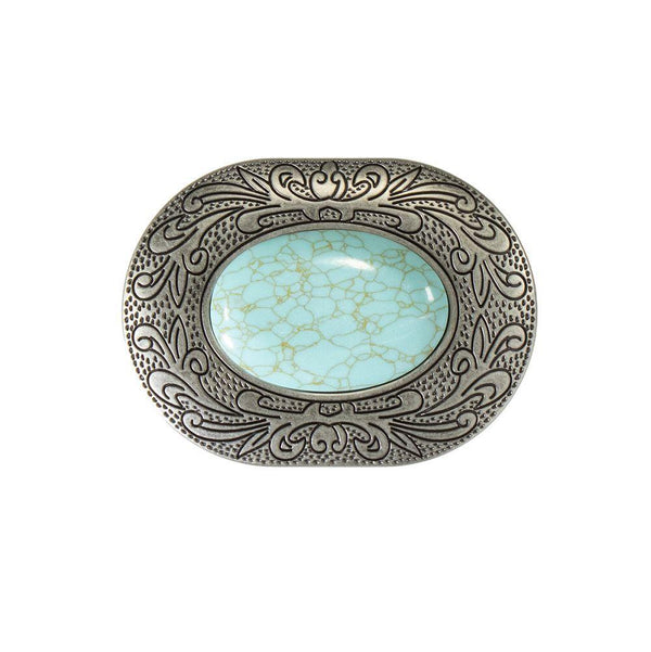 Blazin Roxx Oval Buckle Turquoise Stone - Broken horn