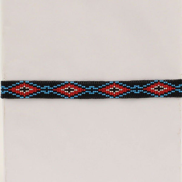 Twister Beaded Stretch Hat Band  Black - Broken horn