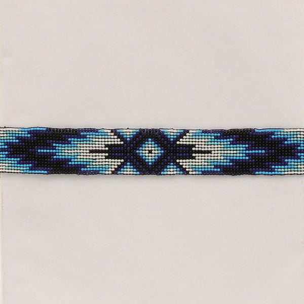 Twister Hat Band Beaded Stretch - Blue - Broken horn