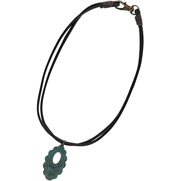 Attitude Scalloped Window Bronze Necklace - Broken horn