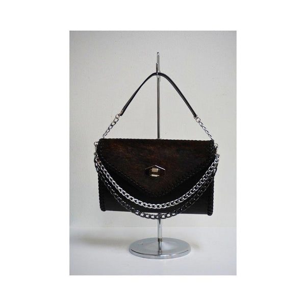 Litza Flap Purse w/Cowhide - Dark Brown - Broken horn