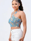 Floral halter smocked tube tank top - Broken horn