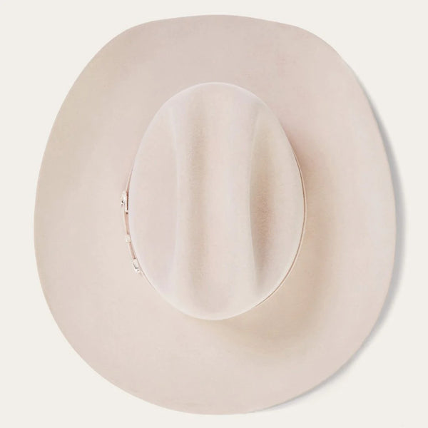 Rheem Stetson Shasta 10x Premier cowboy hat in Silverbelly felt, with wide brim and classic Western style.
