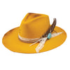 Yellow felt Charlie 1 Horse smoked show hat by RHE HATCO, INC, with wide brim and decorative hatband.