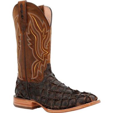 Durango Premium Exotic Pirarucu - Cedar Black/Monarch Orange - Broken horn