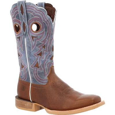 Durango Lady Rebel Pro women's cowboy boots by ROCKY BRANDS, featuring leather construction and decorative stitching.