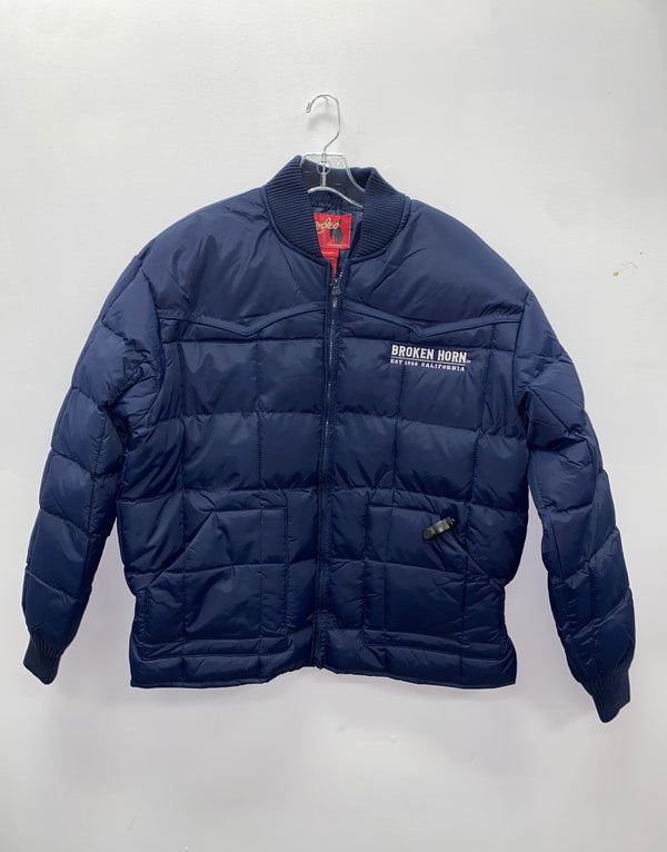 Broken Horn Logo Western Nylon Jacket - Navy - Broken horn