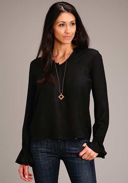 Stetson Womens Blouse Black - Broken horn