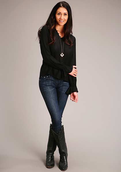 Stetson Womens Blouse Black - Broken horn