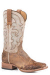 Women's Roper tan vamp boots with decorative tooled wingtip design and Western-inspired style.