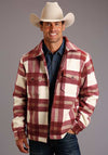 Stetson Mens Outerwear Lined Jacket Plaid Wool Blend Red - Broken horn