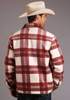 Stetson Mens Outerwear Lined Jacket Plaid Wool Blend Red - Broken horn