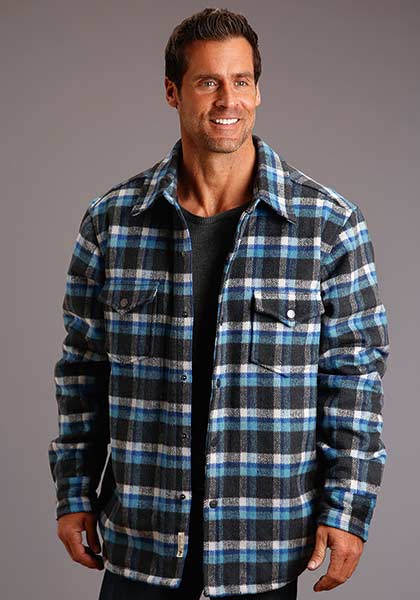 Stetson Mens Outerwear Quilted Jacket Ombre Blue - Broken horn