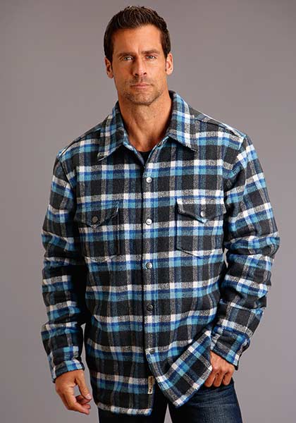 Stetson Mens Outerwear Quilted Jacket Ombre Blue - Broken horn