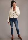 Stetson Womens Cream faux Fleece - Broken horn