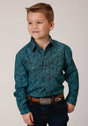 Roper Boys Shirt Agave Paisley Turquoise - Broken horn