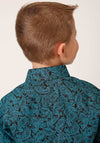 Roper Boys Shirt Agave Paisley Turquoise - Broken horn