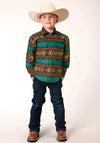 Roper Boys Shirt Ombre Aztex Horizontal Stripe Rust - Broken horn
