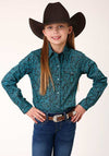 Roper Girl Amarillo Snap All Over Agave Paisley Blue - Broken horn