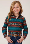 Roper Girls Snap Ombre Aztec Horizontal Rust - Broken horn
