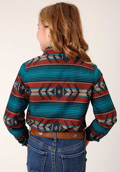 Roper Girls Snap Ombre Aztec Horizontal Rust - Broken horn